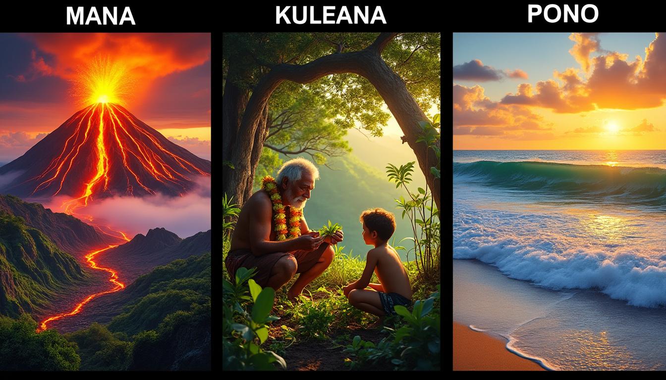 découvrez les trois piliers spirituels de l'esprit hawaïen : mana, kuleana et pono, des concepts essentiels qui guident la vie et l'équilibre selon la culture hawaïenne.