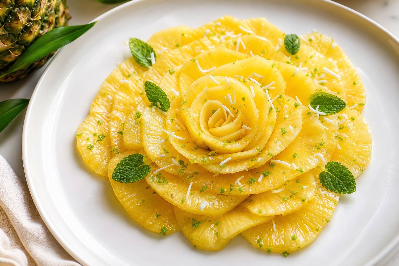 Carpaccio d&rsquo;ananas : la recette fraîcheur d&rsquo;inspiration hawaïenne