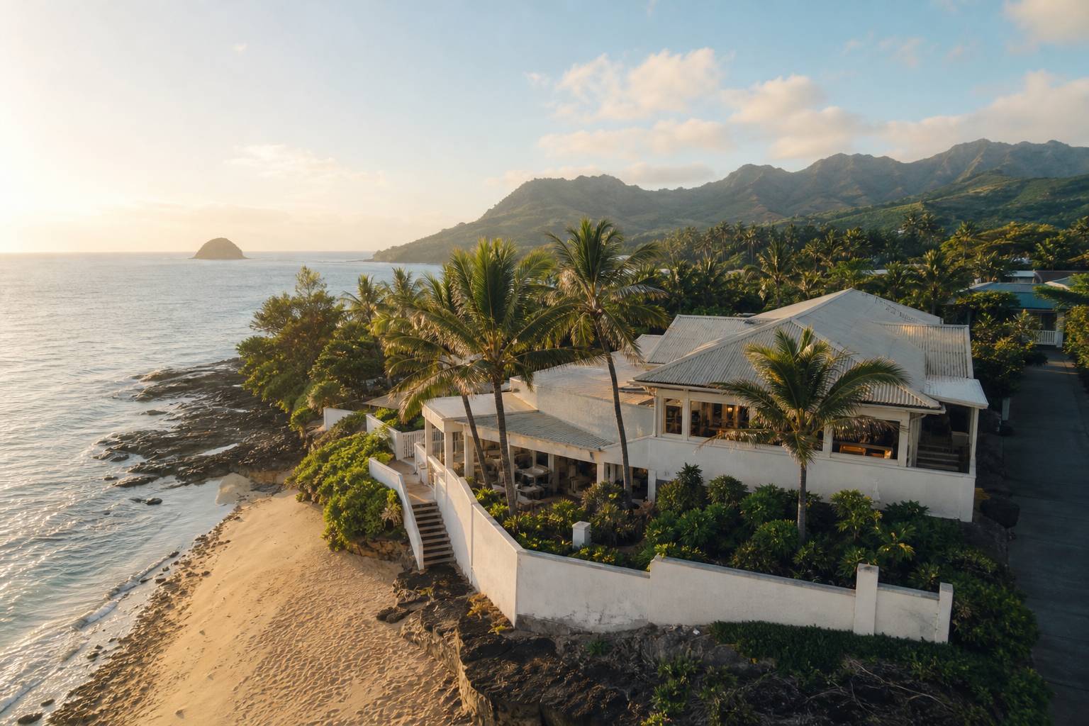 Vue paysage de da kitchen, plage et ocean