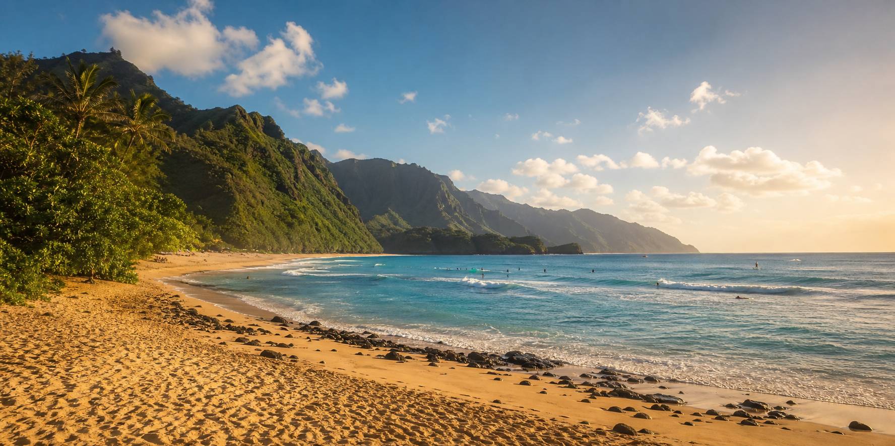 Vue paysage de hawaï en août, plage et ocean