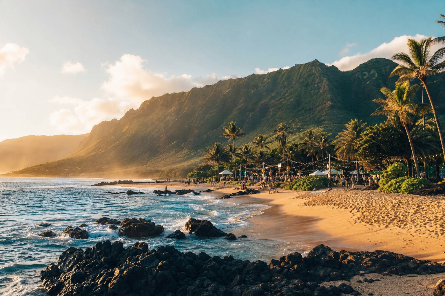 Vue paysage de hawaï en juillet, plage et ocean