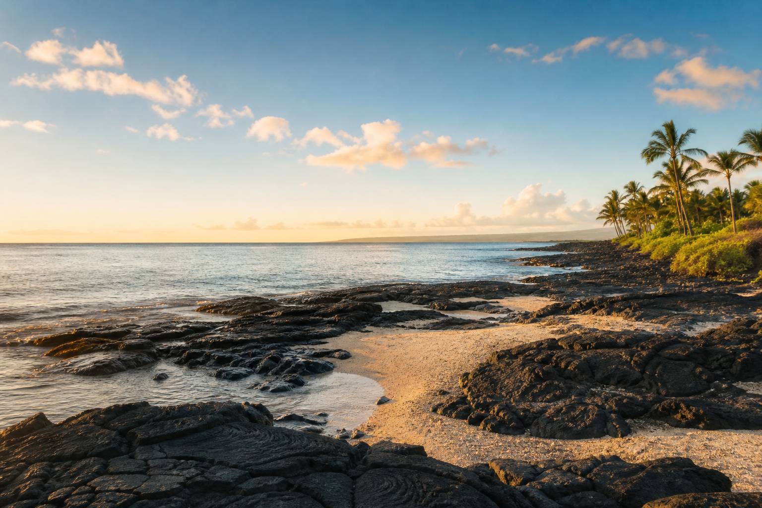 Vue paysage de kamehame beach, plage et ocean