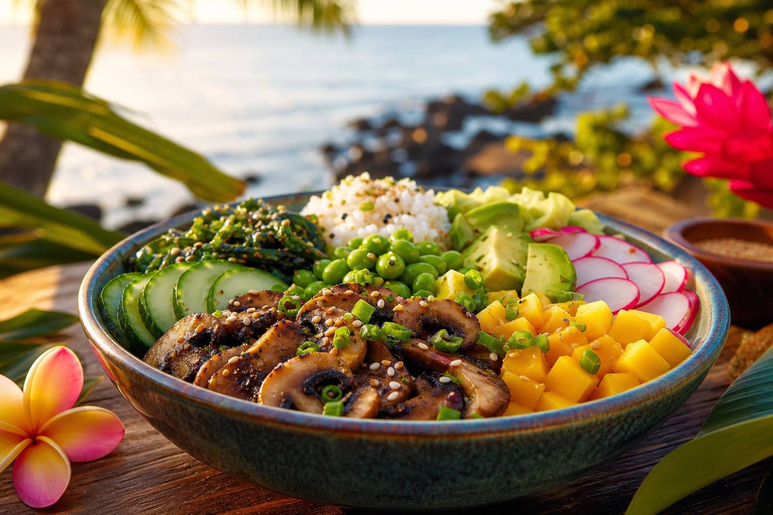 Poke aux champignons : la version végétale du plat hawaïen