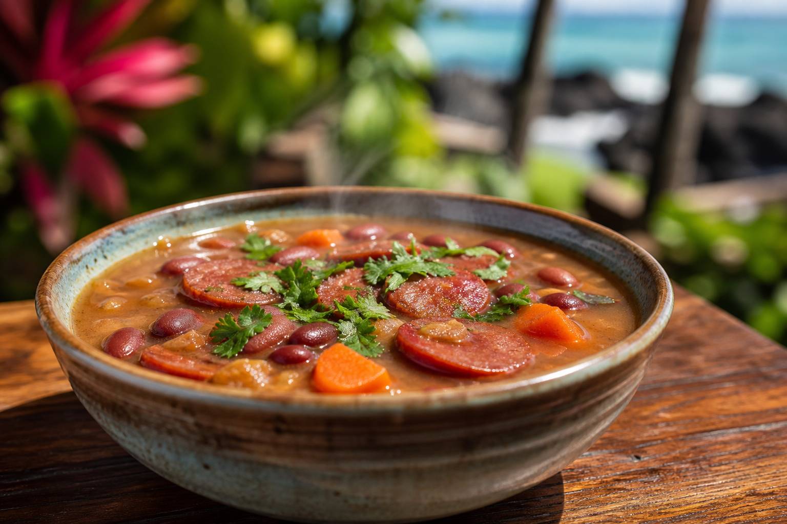 Soupe de haricots portugaise à la mode hawaïenne
