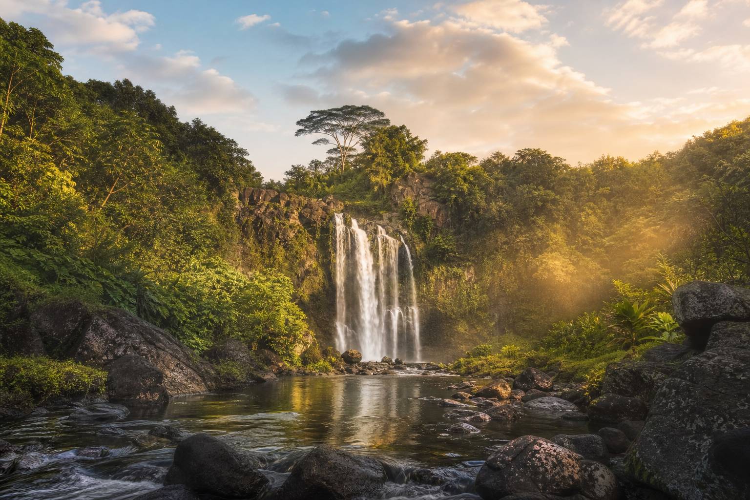 Vue paysage de three bears falls, plage et ocean